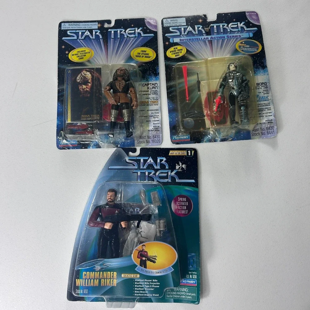 Vintage Star Trek‎ Playmates 90s Action Figure Riker Kurn Borg 16252 6441 Lot 3